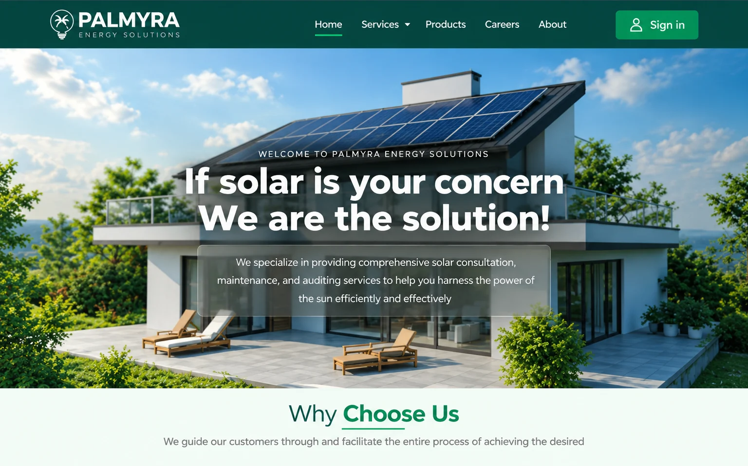 Palmyra Energy Solutions website preview